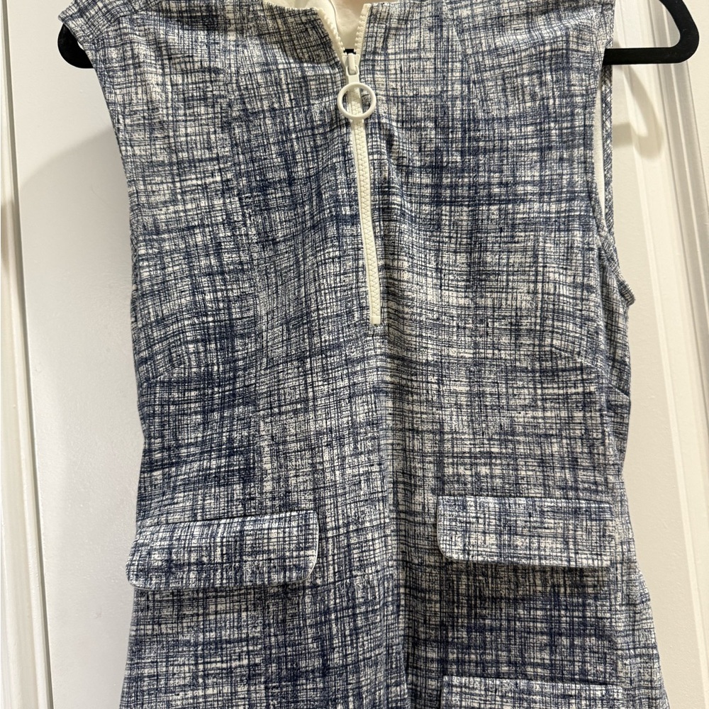 Tory Burch Navy and Cream Patterned Dress